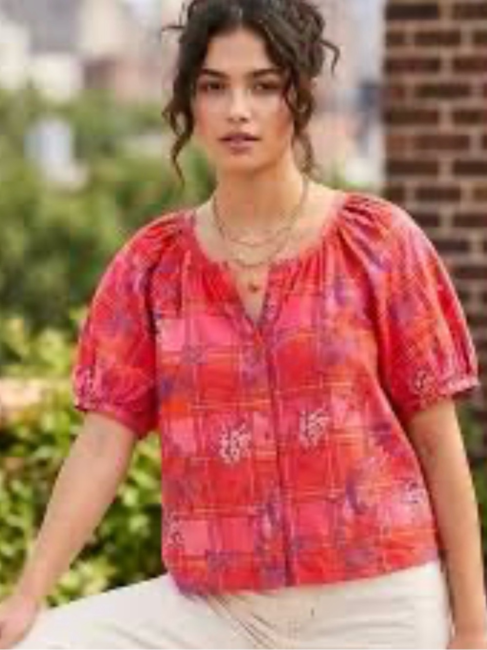 Sundance Printed Graceful Days Blouson top PM Bohemian Cotton Coquette